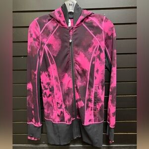 Lululemon Daily Practice Jacket Raspberry Black Blooming Pixie Sz 4